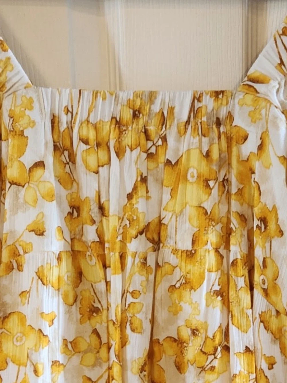 En Creme Yellow Floral Smocked Mini Dress